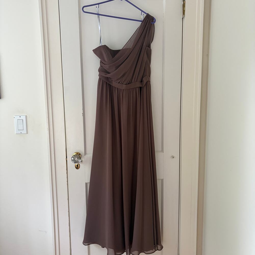 Alfred Angelo Mocha Chiffon Bridesmaid/Prom Dress Size 10 Mocha 7243 - Picture 3 of 10